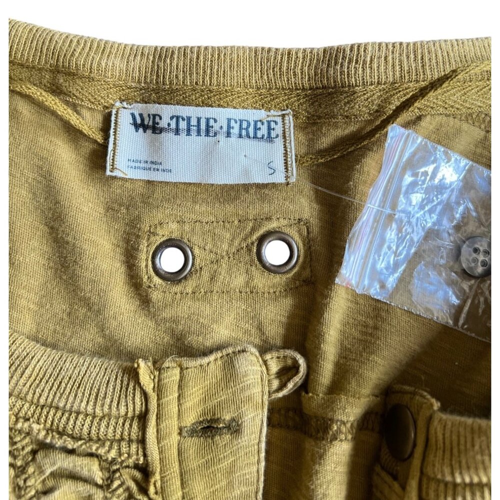 Free People We The Free Redone Tee In Adriatic Sea Mustard Womens 3/4 Sleeve S - Picture 4 of 13